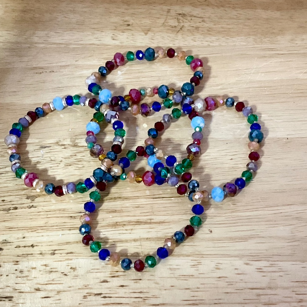 Set of Five Jewel-Tone Stretch Bracelets